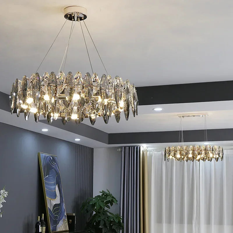 Afralia™ Crystal Ceiling Chandelier LED Modern Luxury Lighting for Living Dining Bedroom