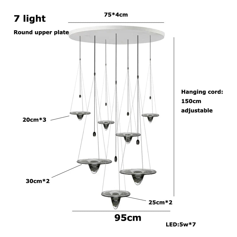 Afralia™ Clear Glass Disk LED Pendant Light - Modern Luxury Restaurant Ceiling Fixture
