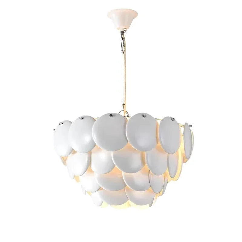 Afralia™ White Ceramic Round LED Chandelier for Artistic high-end Decor
