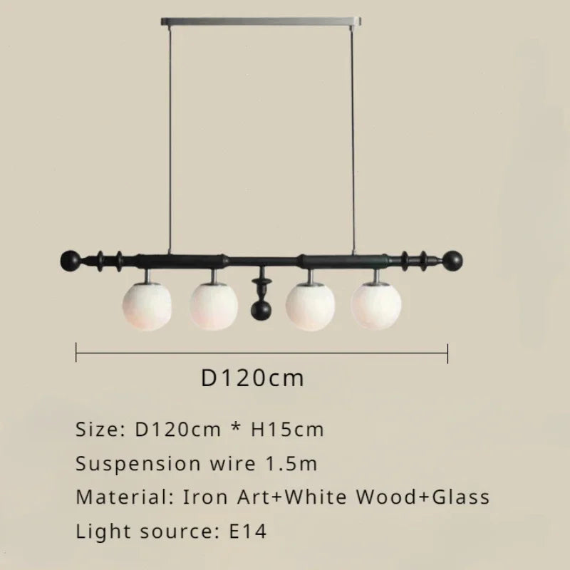 Modern Wood Strip Chandelier Glass Ball Lampshade for Kitchen Island Dining Living Room Lighting by Afralia™