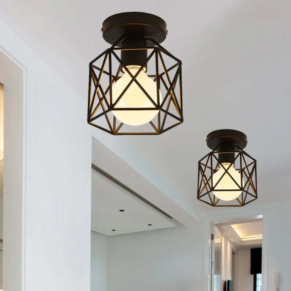 Afralia™ Wrought Iron Industrial Ceiling Light Fixture Vintage Lighting for Corridor Kitchen Balcony