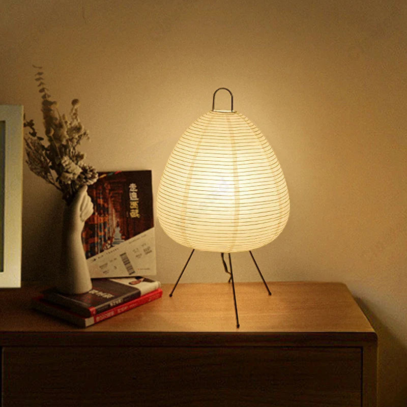 Afralia™ Akari Noguchi Table Lamp: Japanese Design Rice Paper Standing Light for Home & Bar Décor