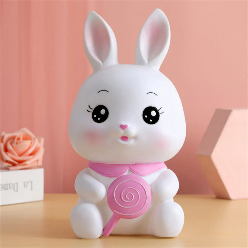 Afralia™ Bunny Piggy Bank Money Box Kids Saving Toy - Cute Easter Rabbit Figurine