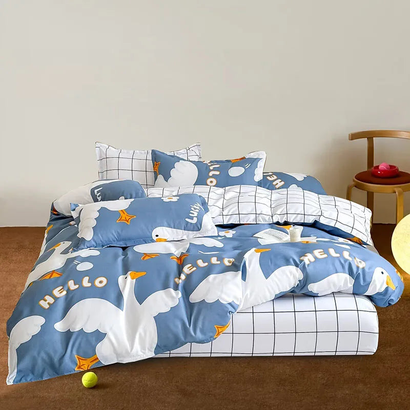 Afralia™ Pattern Printed Duvet Cover Set with 2 Pillowcases in Various Sizes