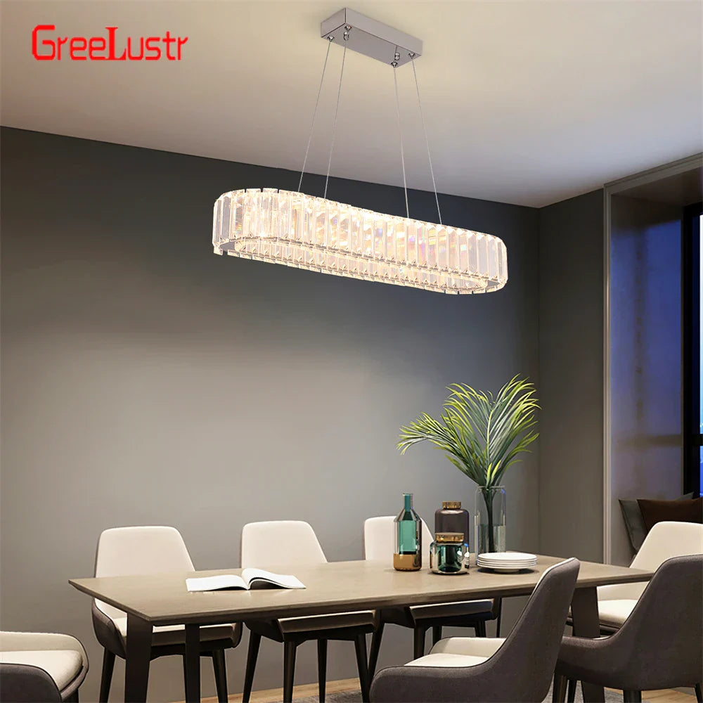 Afralia™ Crystal Oval Design LED Chandelier: Modern Large Pendant Light for Living Room & Bedroom