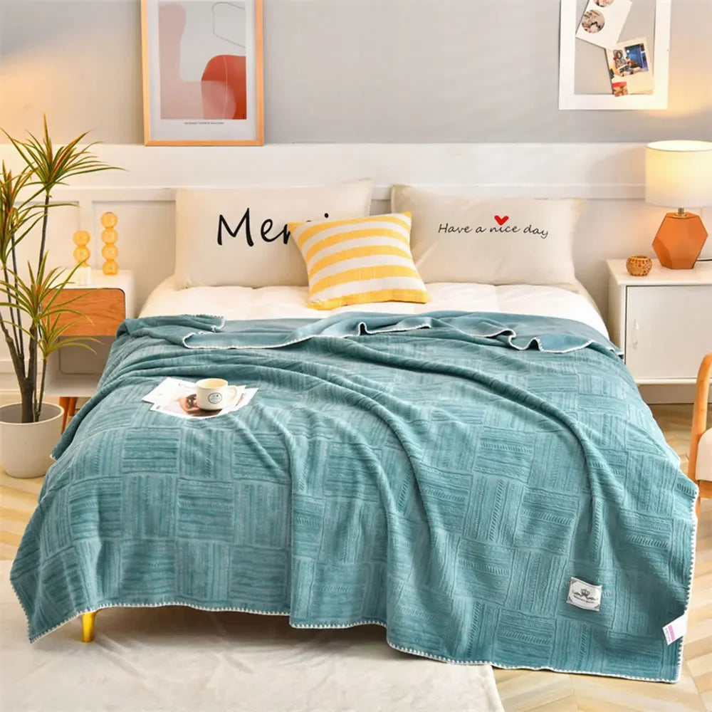 Afralia™ Orange Solid 3D Soft Print Flannel Coral Fleece Double-side Blanket