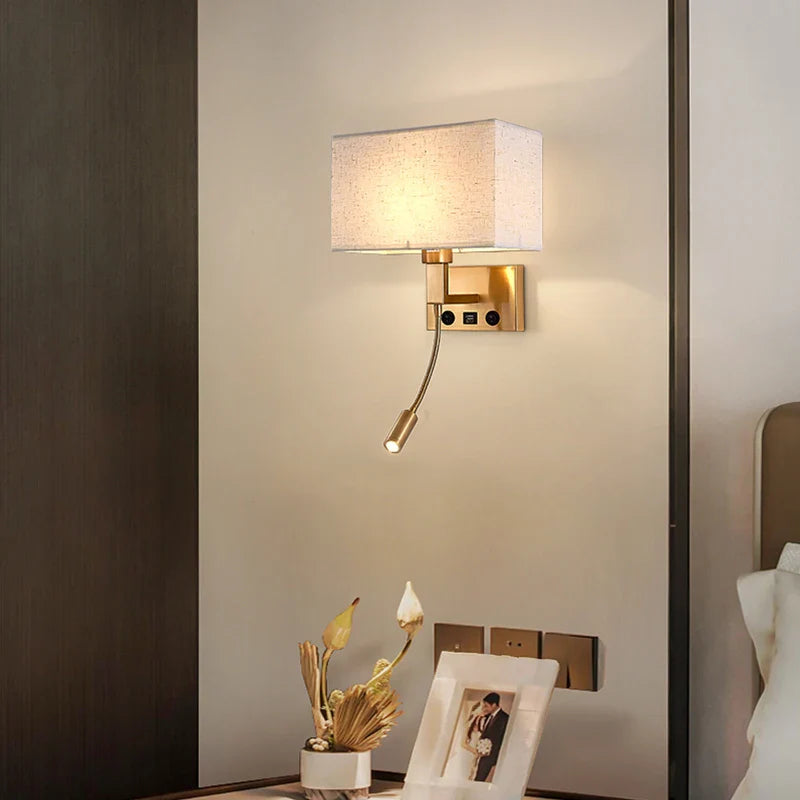 Afralia™ Nordic LED Bedroom Wall Light with Switch, Adjustable Hose Spotlight