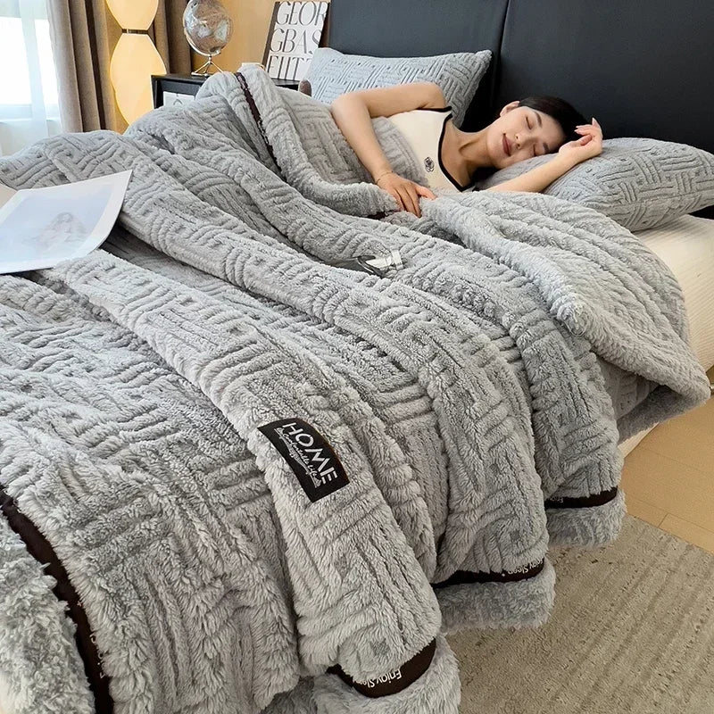 Afralia™ Cozy Fluffy Fleece Blanket for Autumn Winter, Soft Warm Maternal Child Bed Sofa Cover