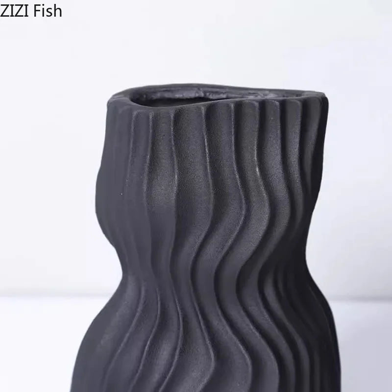 Afralia™ Modern Resin Wavy Stripes Vase for Desk Decoration and Floral Arrangement