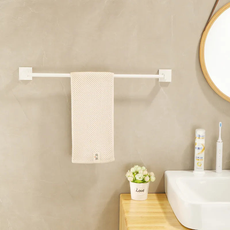 Afralia™ Bathroom Set: Cream White Shelf, Towel Rack, Paper Holder, Brush Holder & Hardware