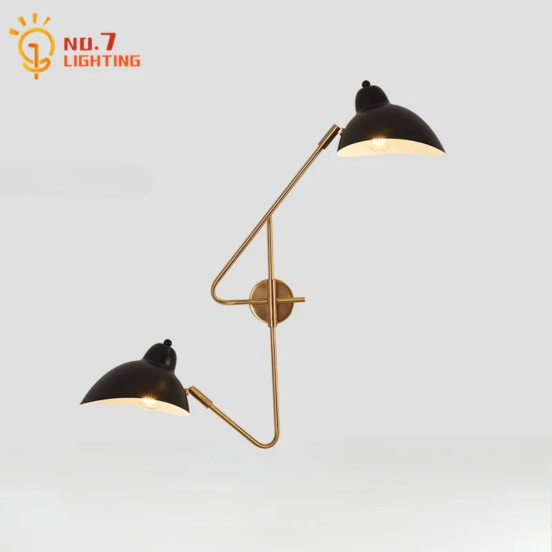 Afralia™ Copper LED Wall Lamp Double Head Rotatable for Living Room Bedroom
