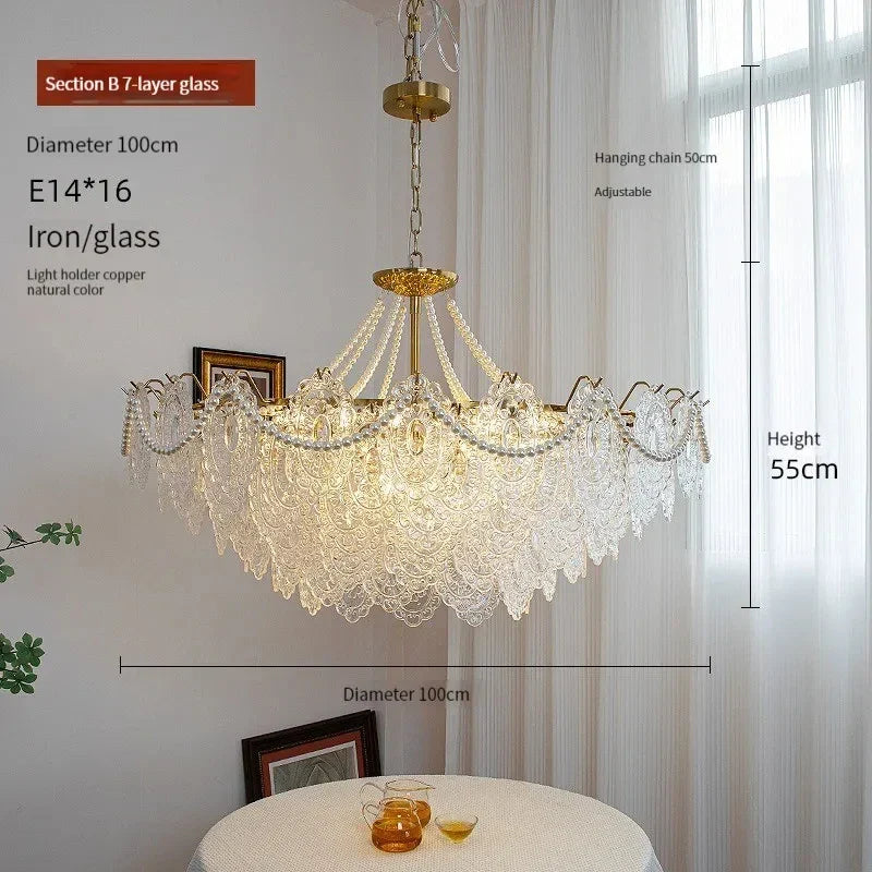 Afralia™ Clear Glass LED Chandelier: Modern French Style Hanging Fixture for Bedroom, Living Room & Kitchen