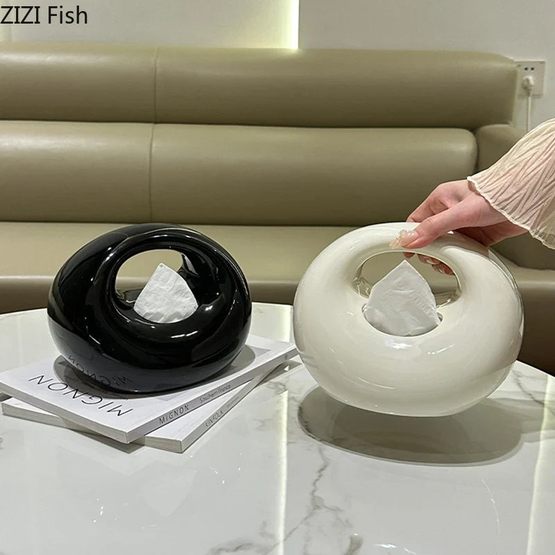 Afralia™ Modern Ceramic Handbag Tissue Box for Coffee Table and Bedside Decor