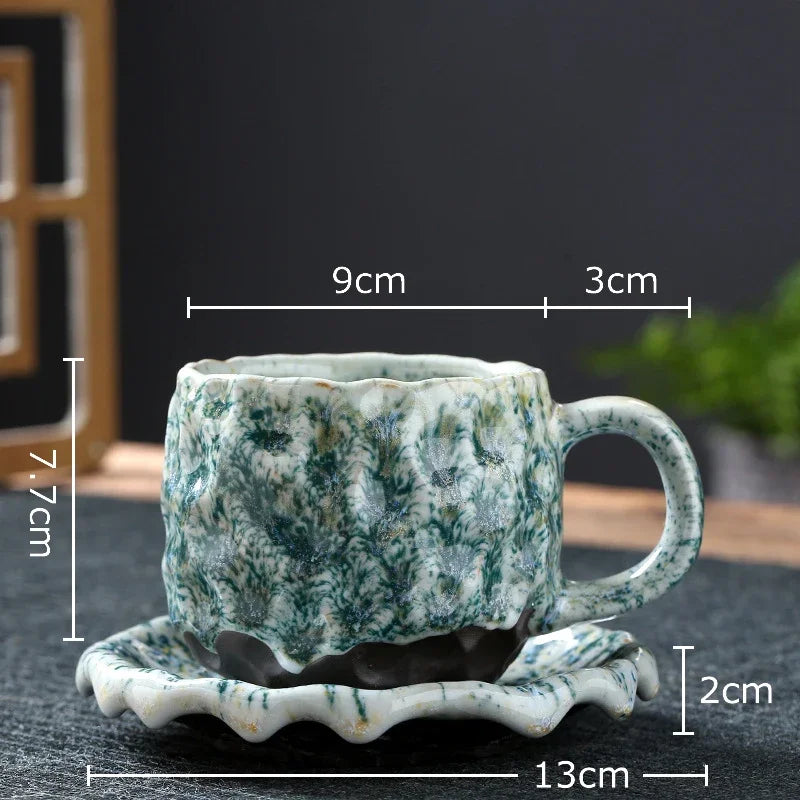 Afralia™ Hammer Pattern Ceramic Mug Set for Dining Table and Coffee, Tea, Juice