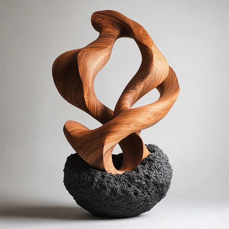 Afralia™ Golden Geometric Resin Sculpture: Hollowed-out Tree Holes Twisted Statue Home Decor
