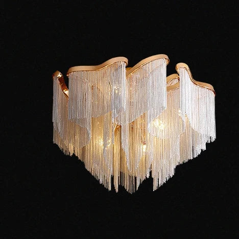 Afralia™ Modern Tassels Chain Chandelier Light for Living Room Bedroom Kitchen Villa