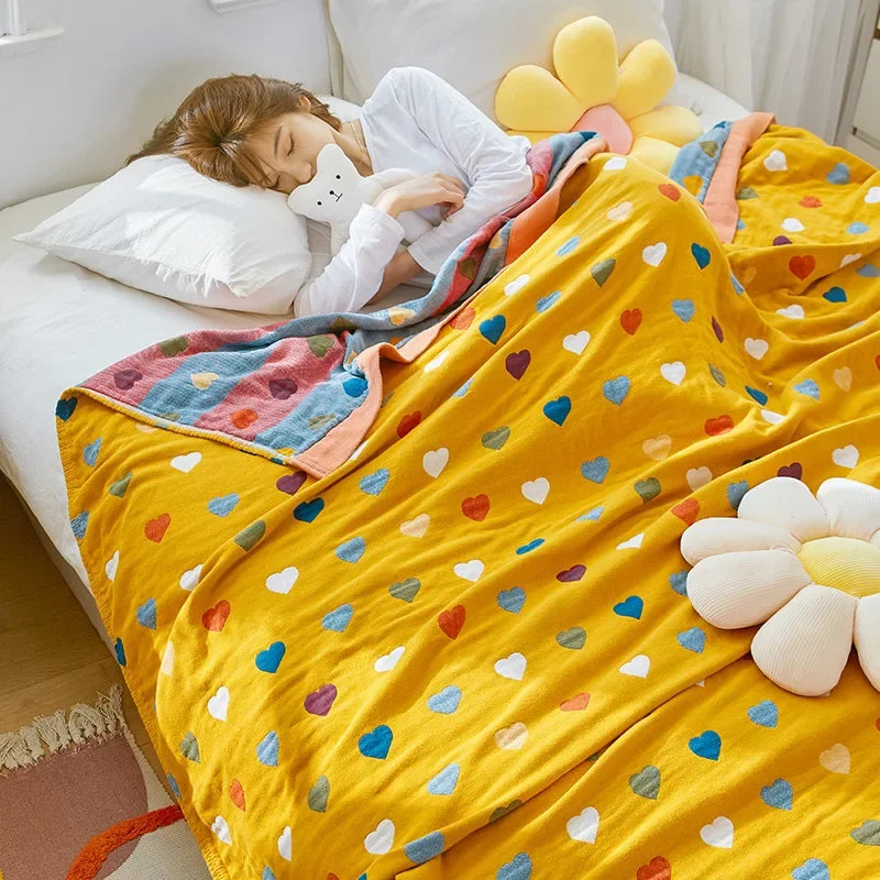 Afralia™ Cartoon Lion Cotton Throw Blanket for Bed & Sofa