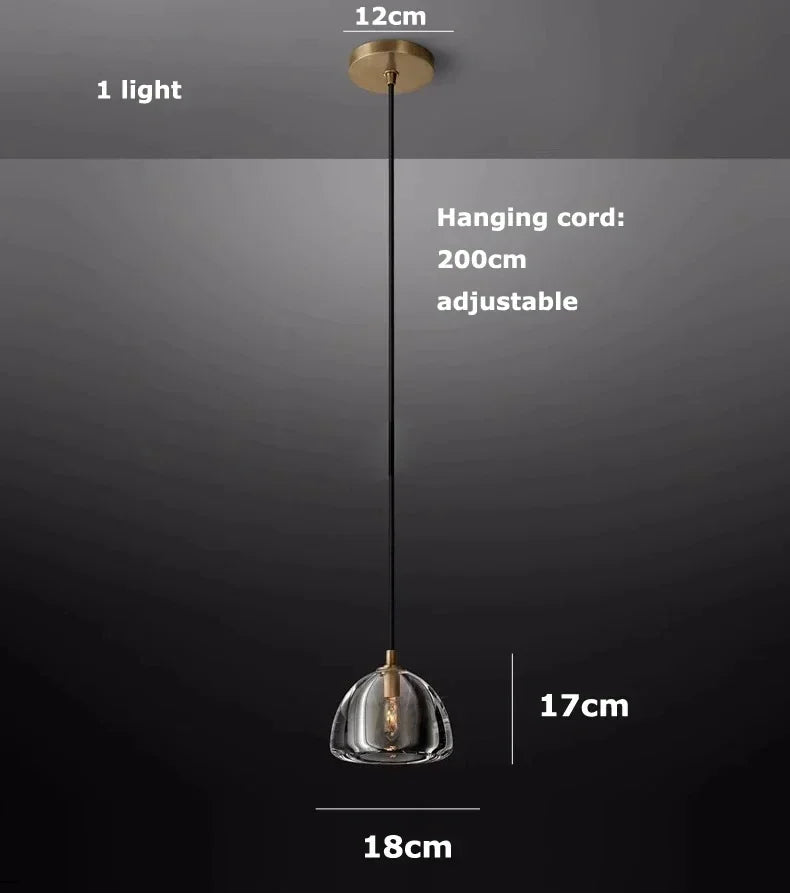 Afralia™ Black Brass Retro Crystal Copper LED Ceiling Pendant for Home Lighting