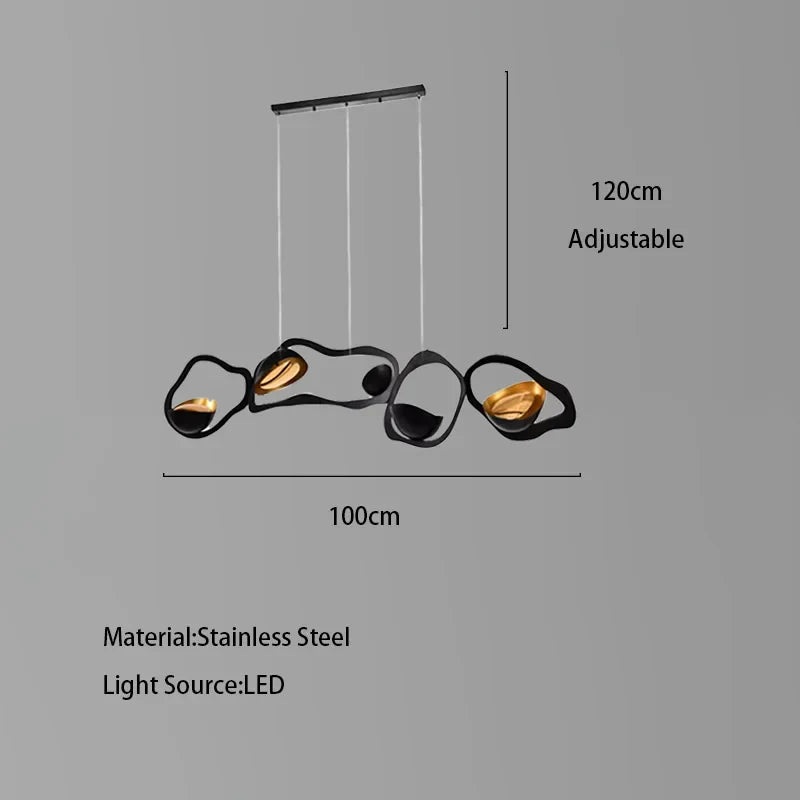 Afralia™ Black Stainless Steel Chandelier LED - Modern Luxury Design for Living Room