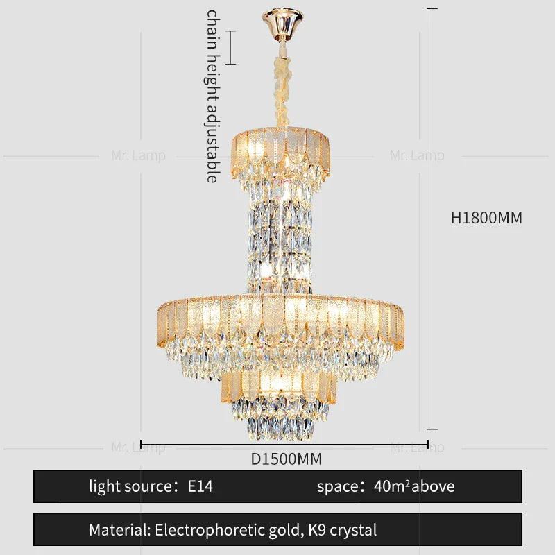Afralia™ Crystal Chandelier: Postmodern Multi-layer Luxury for Living Room, Hotel Lobby, and Villa