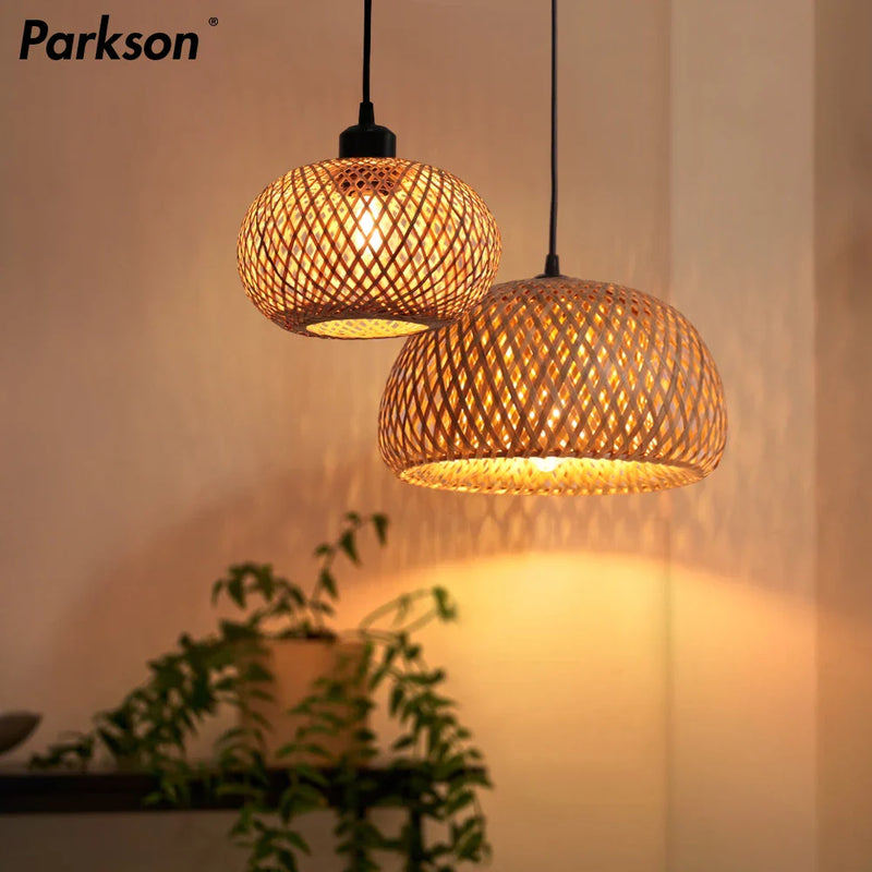 Afralia™ Bamboo Rattan Pendant Chandelier for Dining Room and Restaurant Lighting