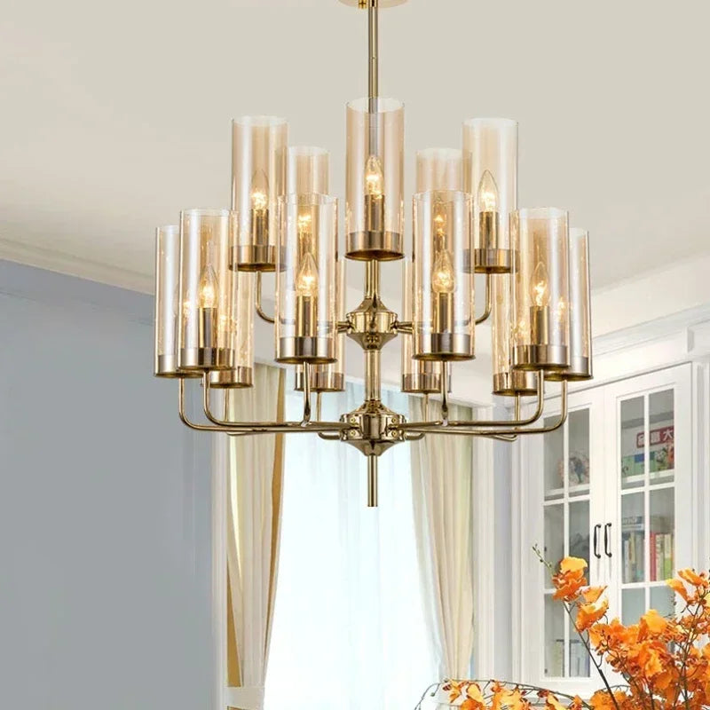 Afralia™ American Lustre Glass Chandelier LED Pendant Light Fixture