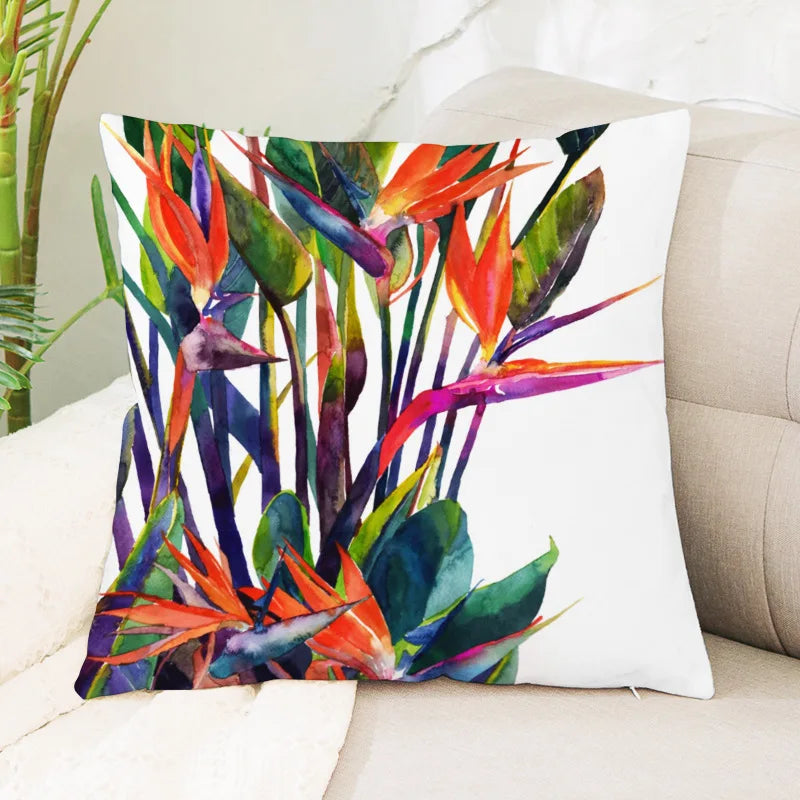 Tropical Plants Cushion Cover - Afralia™ Green Leaves Decorative Pillowcase