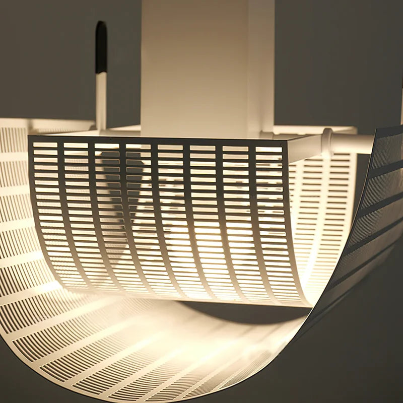 Geometric Pendant Light Art Shogun Lamp Black White Stripe Danish Design Afralia™