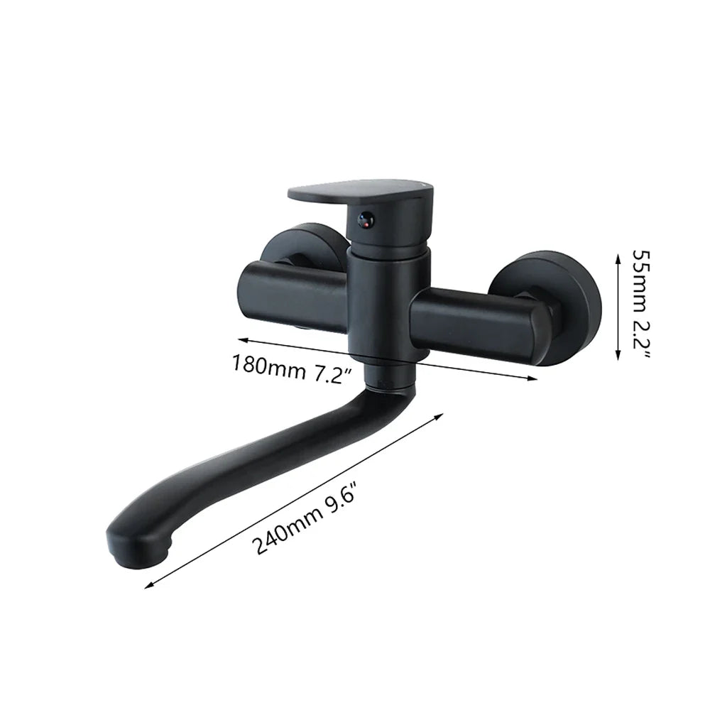 Afralia™ Matte Black Wall Mounted Basin Mixer Faucet