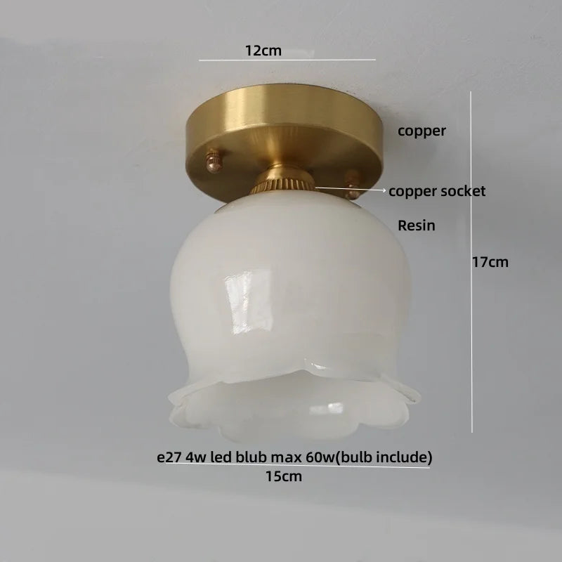 Afralia™ Water Ripple LED Ceiling Light Amber Glass Home Decor Japan Style