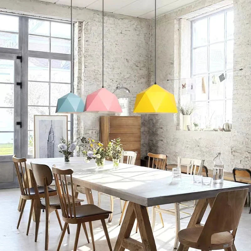 Afralia™ Multicolor Pendant Light Iron Hang Lamp Kitchen Living Room E27 Home Lighting