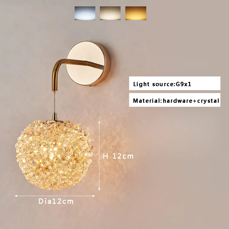 Afralia™ Crystal Beads Wall Lamp LED Light Fixture for Home Decor & Living Room