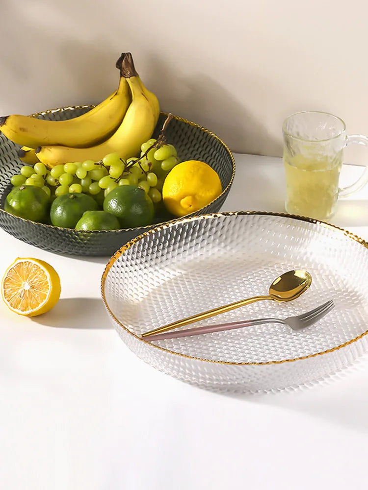 Afralia™ Glass Fruit Plate and Snack Storage Plate for Living Room