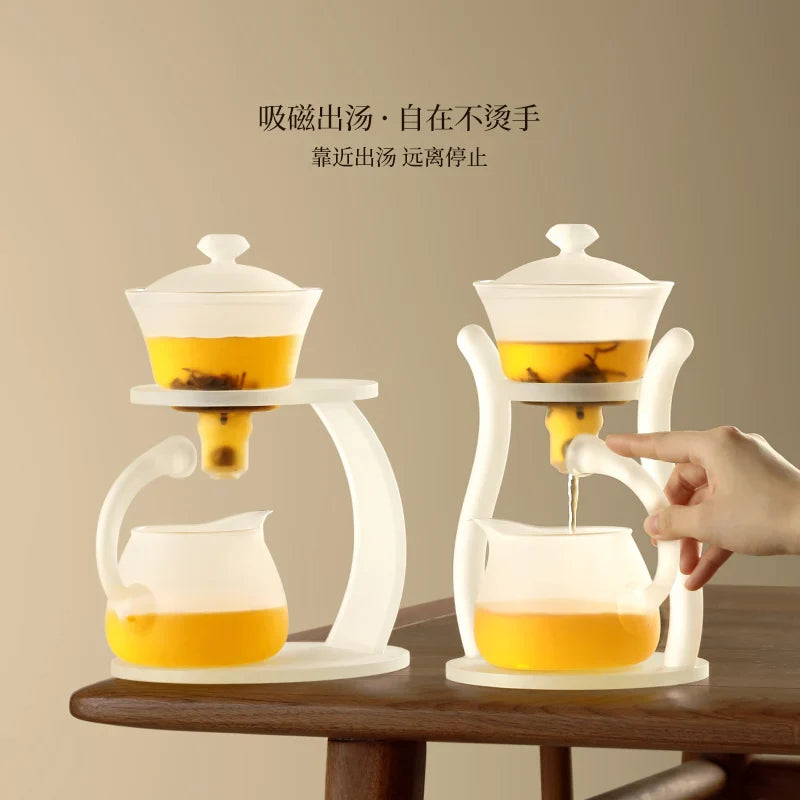 Afralia™ Glass Teapot with Magnetic Drip Pot and Base