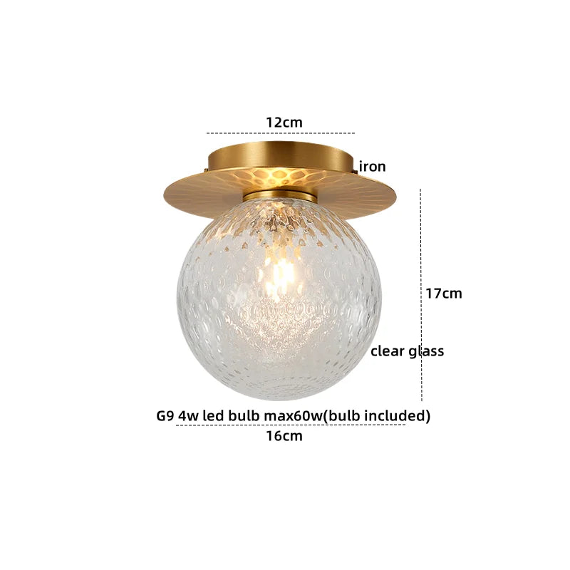 Afralia™ Iron Glass LED Ceiling Lamp Ball Shape Modern Living Room Light Fixtures