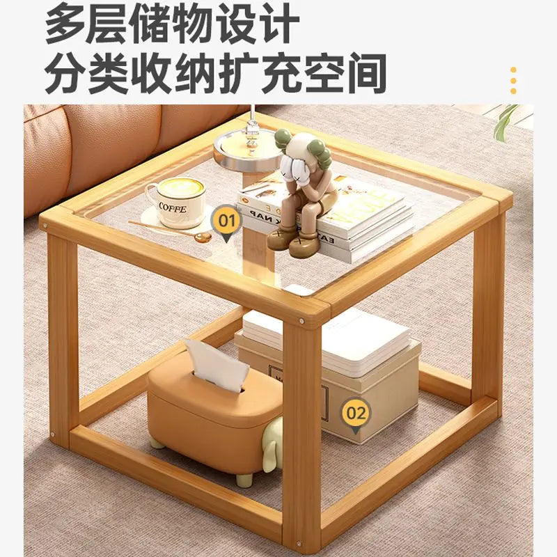 Afralia™ Glass Coffee Table Set for Small Apartment Living