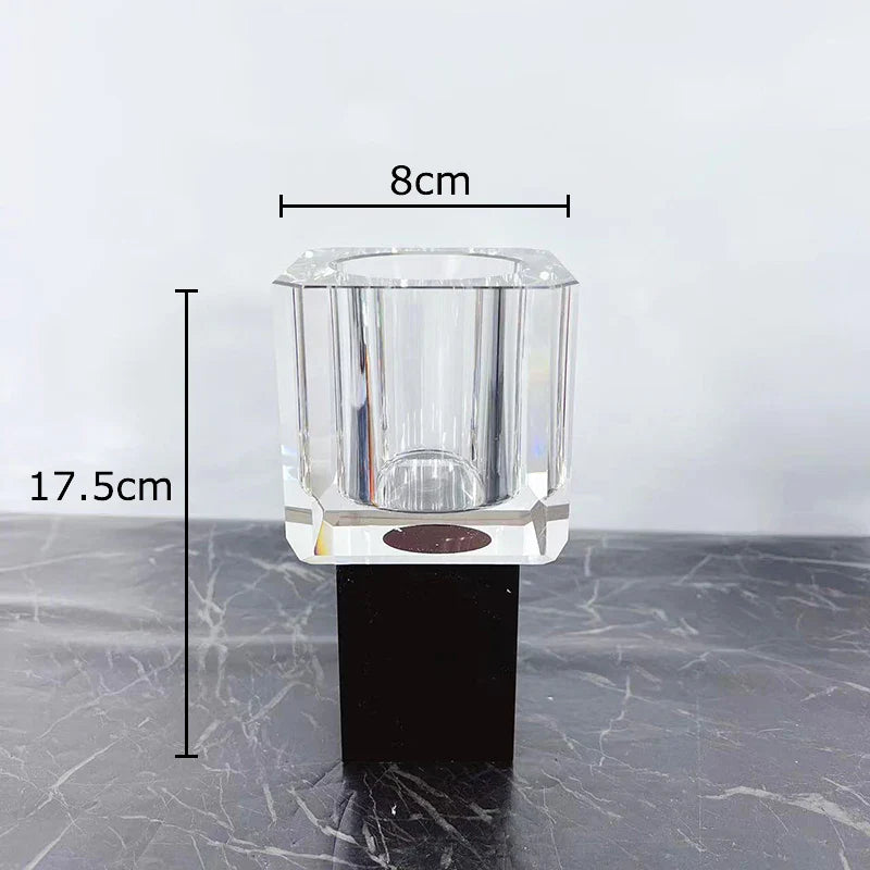 Afralia™ Geometric Square Glass Vase Artificial Flowers Modern Floral Arrangement