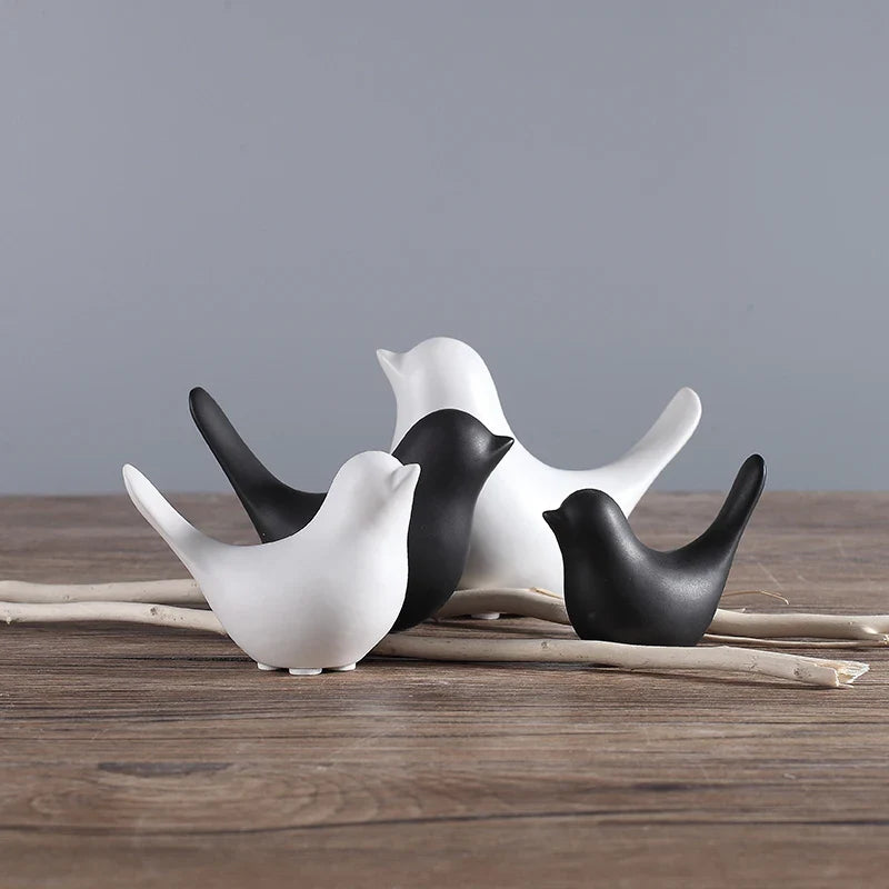Afralia™ Nordic White Ceramic Bird Figurines for Home Decor and Events