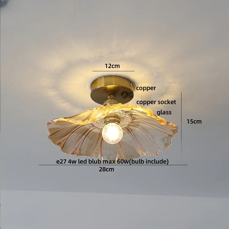 Afralia™ White Glass LED Ceiling Light: Modern Nordic Copper Fixture for Home Decor