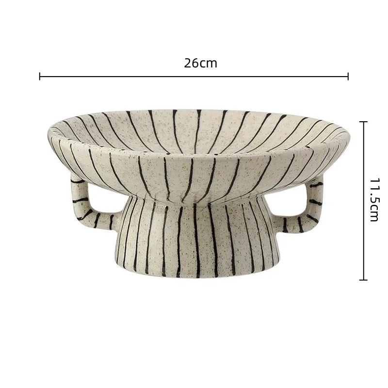 Afralia™ Geometric Line Ceramic Vase Flowerpot Tray Home Decor Accessory