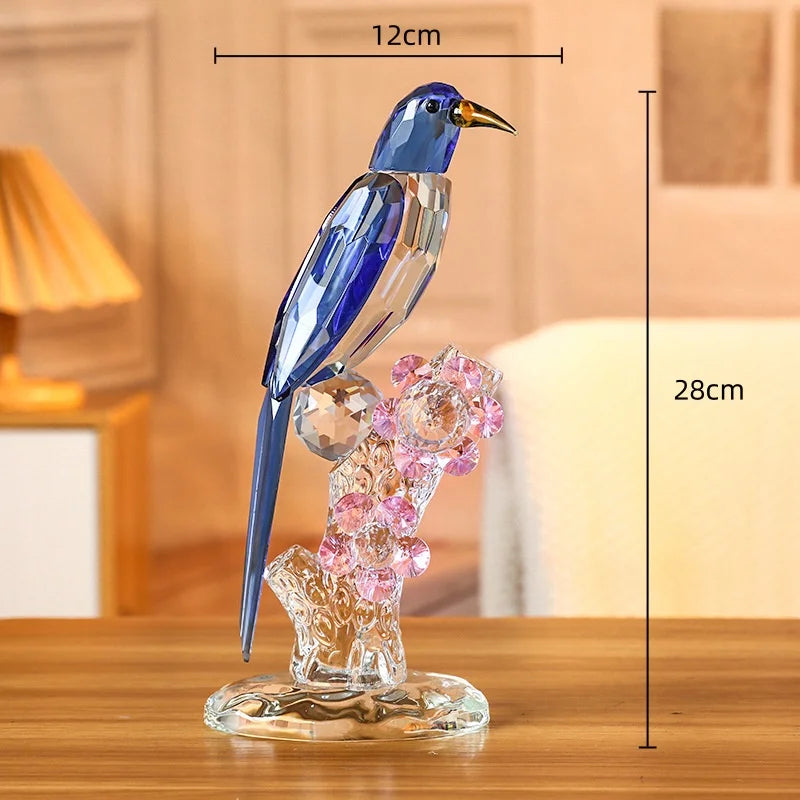 Afralia™ Crystal Psittacula Stained Glass Bird Sculpture Home Decor Figurine