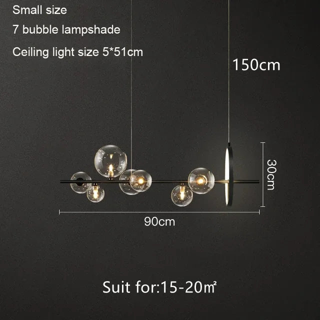 Afralia™ Glass Ball Chandelier: Designer Dining Table Bubble Lamp for Indoor LED Lighting