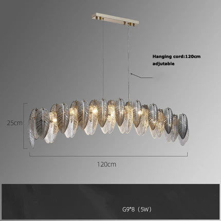 Afralia™ White Glass Feather LED Chandelier - Designer Oval Goose Feather Lighting
