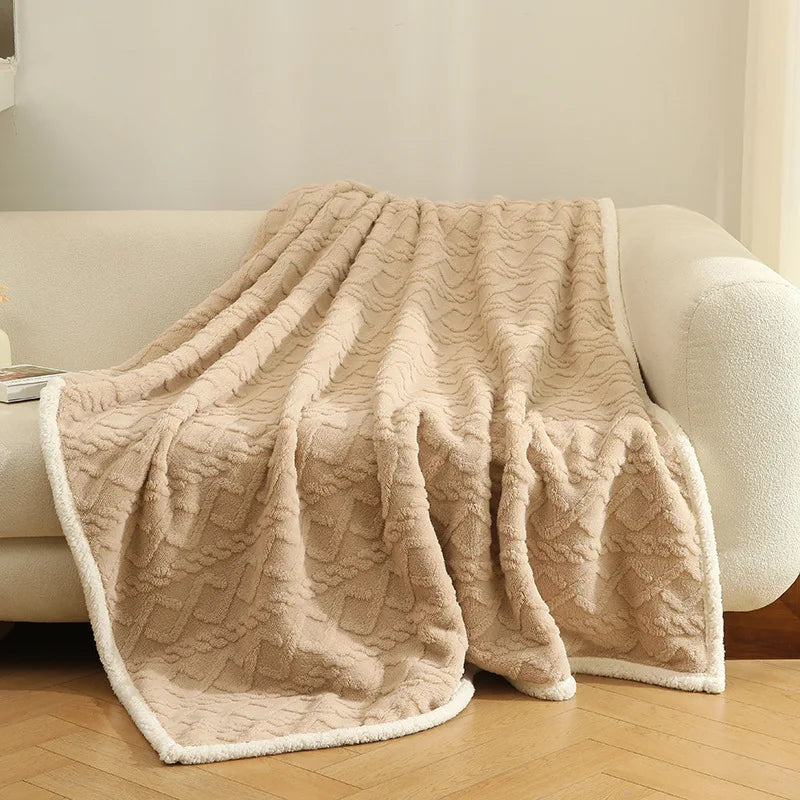 Afralia™ Taffeta Velvet Jacquard Blanket: Luxe, Warm, Skin-Friendly for Office, Sofa