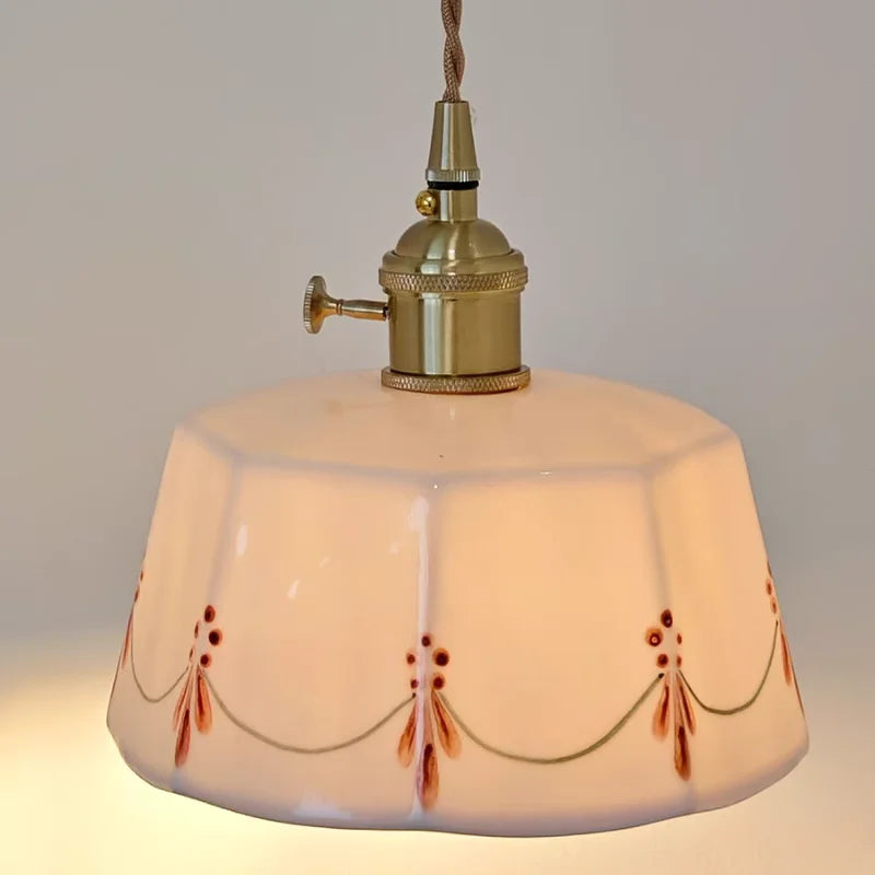 Afralia™ Ceramic Brass LED Wall Light Fixture Pull Chain Switch Bedside Lamp Sconce