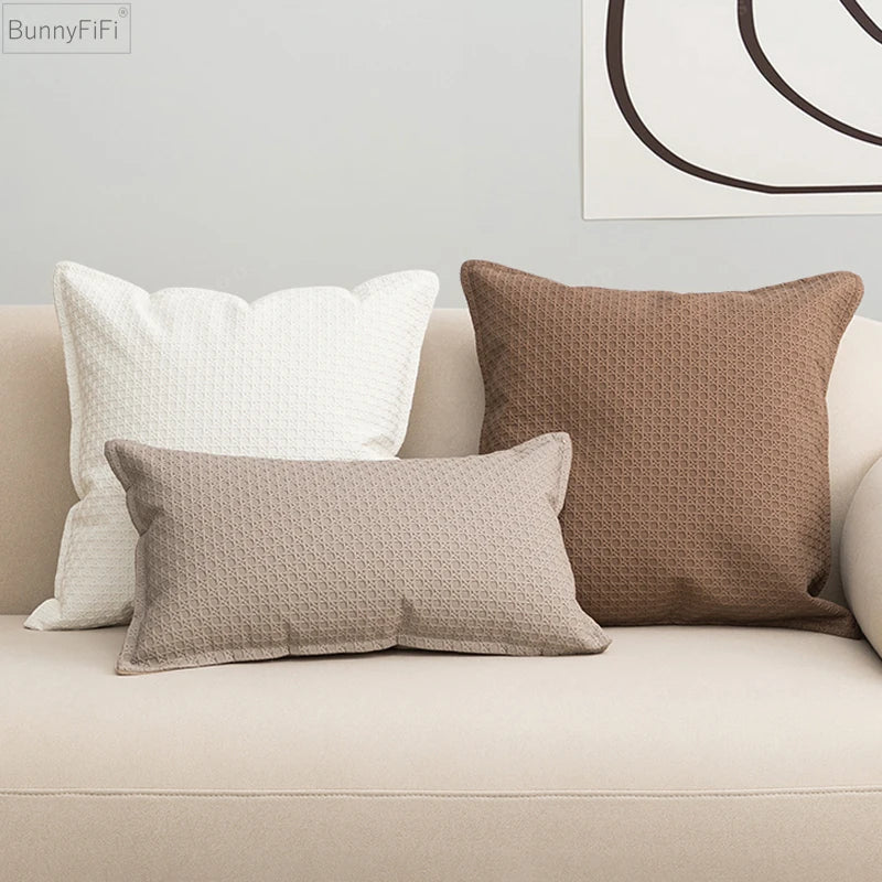 Afralia™ Brown Beige Faux Leather Cushion Cover 45x45cm for Home Sofa Living Room