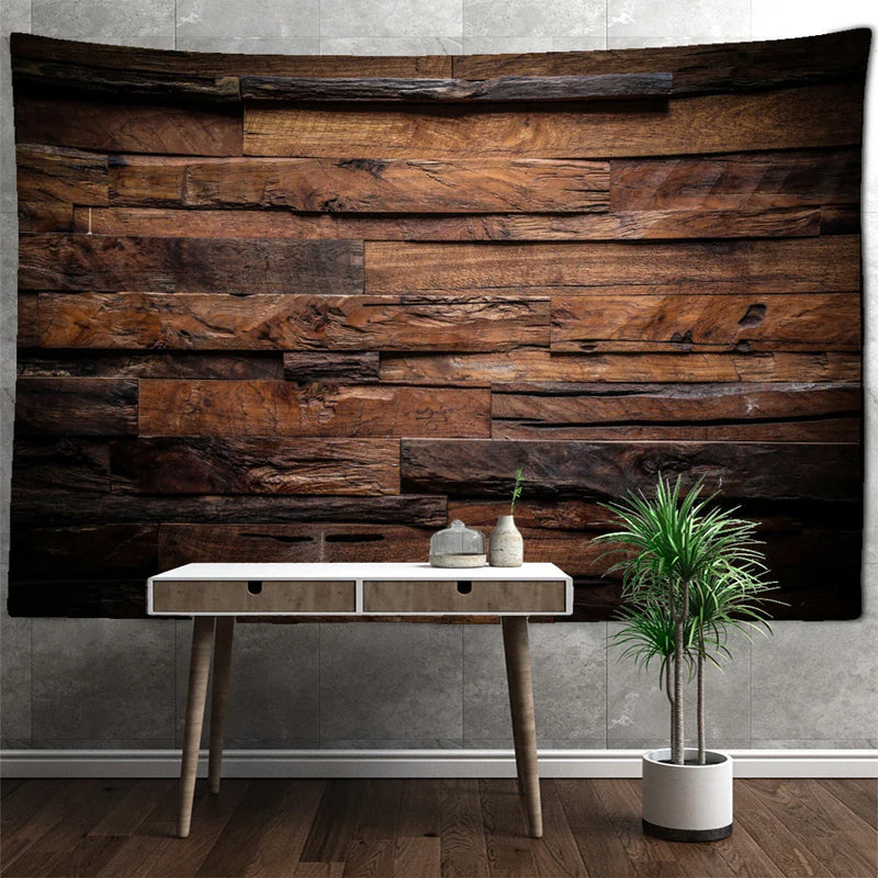 Dark Wood Texture Abstract Art Tapestry Hippie Wall Hanging for Living Room Home Decor by Afralia™