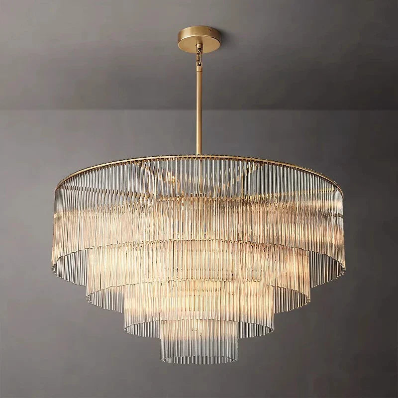 Afralia™ Scandinavian Glass Shade Brass Chandelier – Dining Room Art Deco Ceiling Light