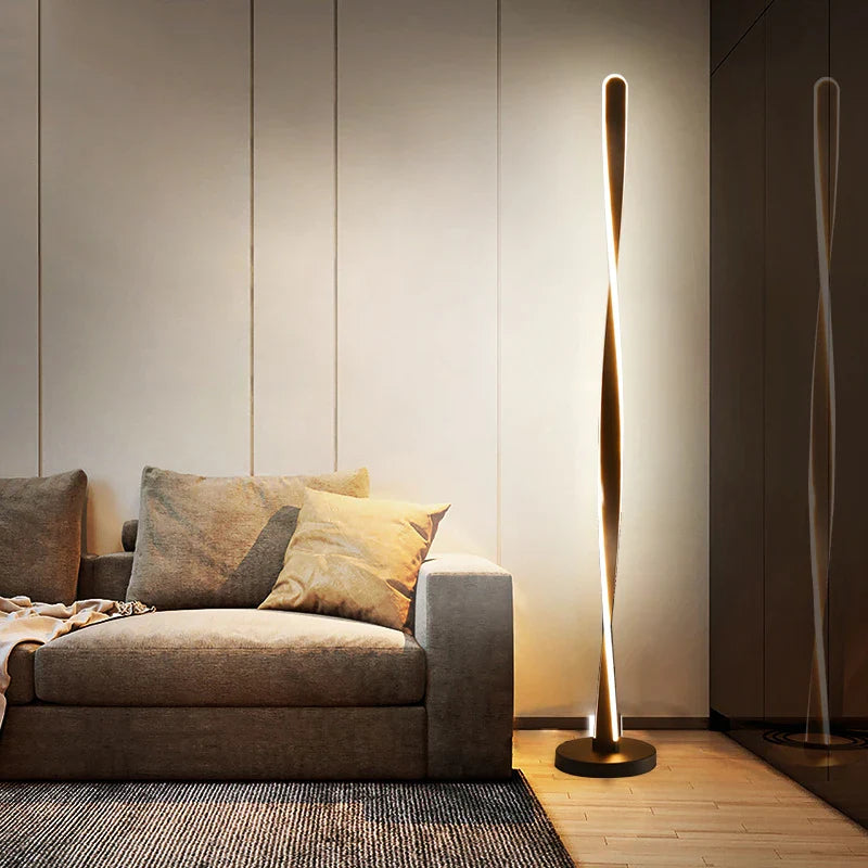 Afralia™ Art Deco Spiral Shade Floor Lamp - Modern Minimalist Stand Light