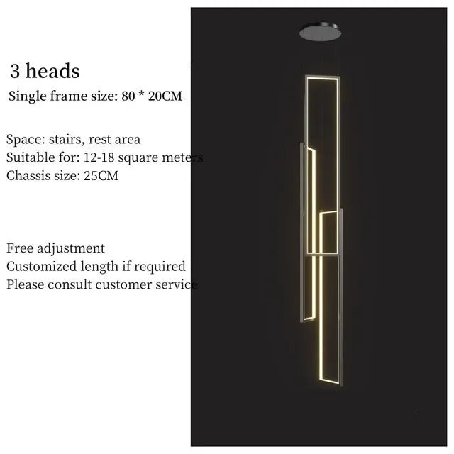 Afralia™ Geometric Luxury Stair Chandelier for Duplex Villa Loft Living Room